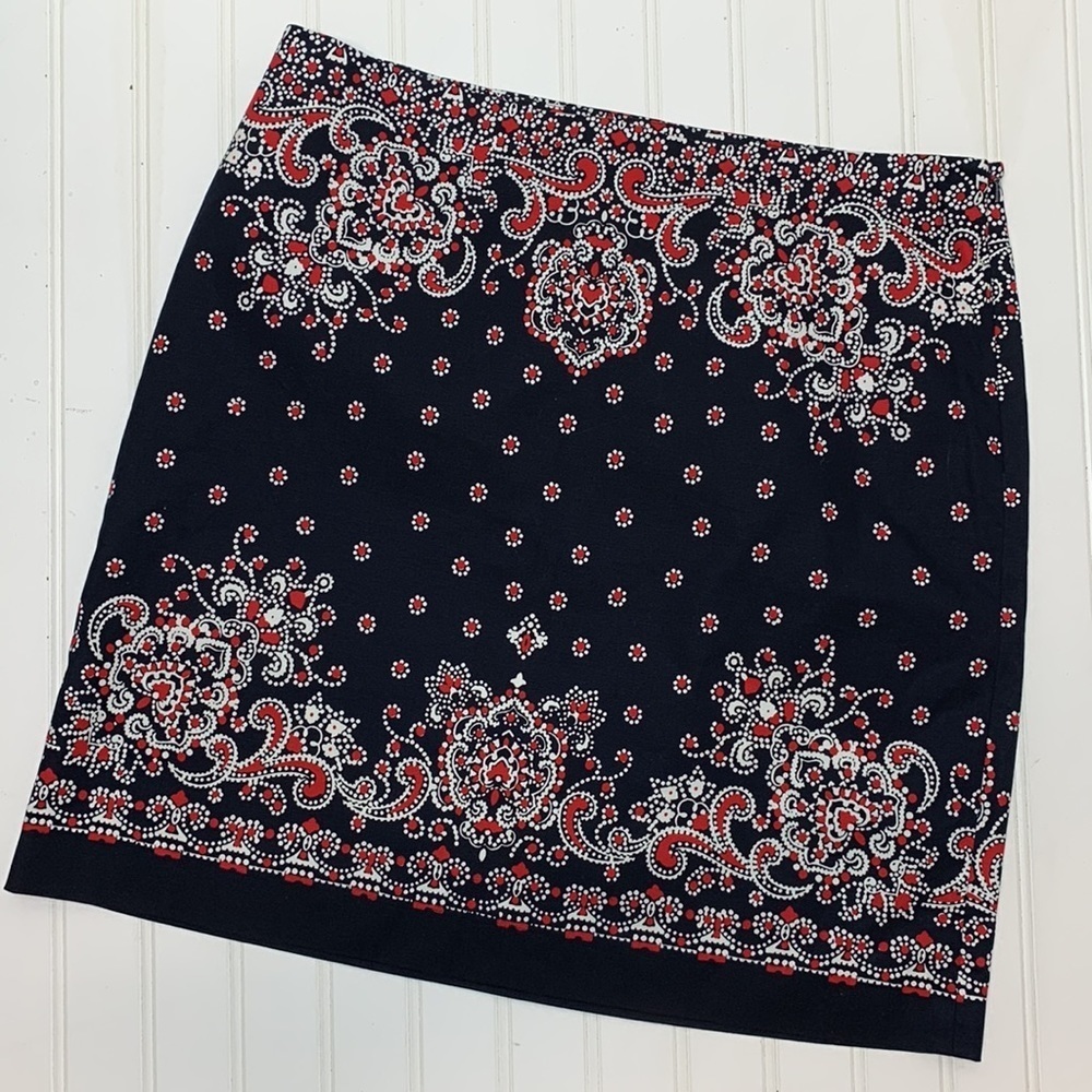 Talbots red white and blue lined skirt EUC 12